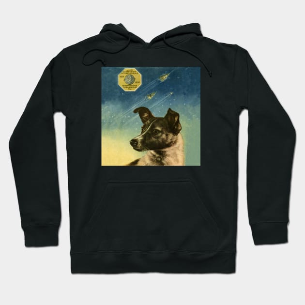 Laika, first space dog — Soviet vintage space poster Hoodie by Synthwave1950